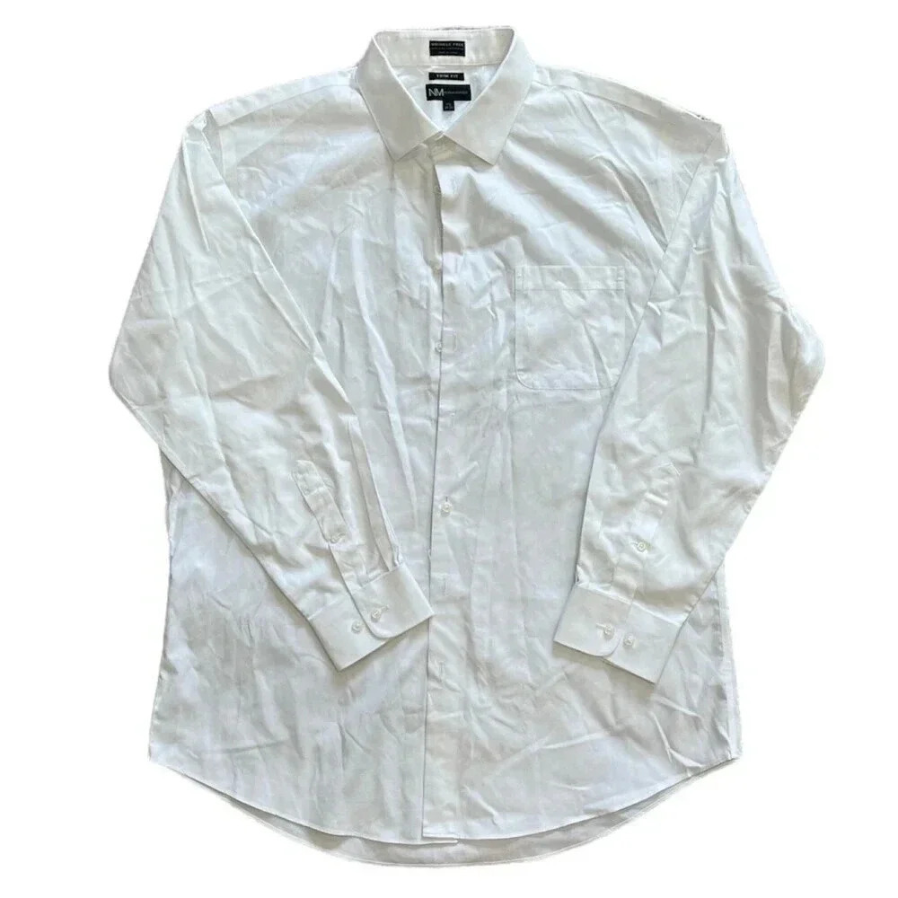 Neiman Marcus White Trim Fit Dress Shirt 17.5